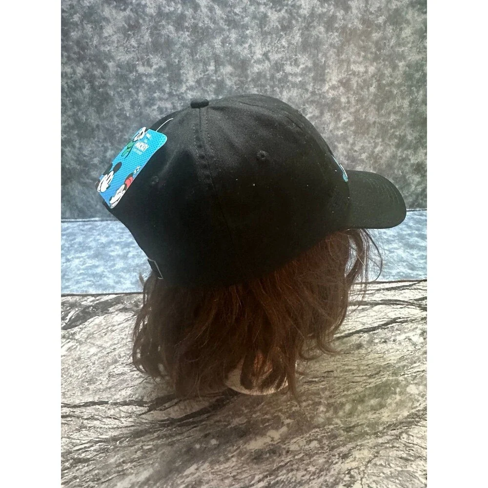 Disney Black Baseball Hat with Embroidered Mickey, Donald & Pluto Faces